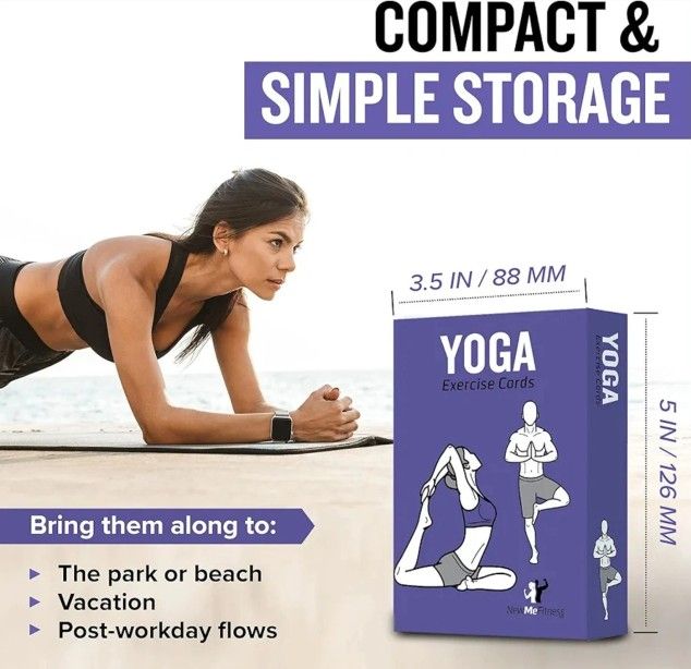 Yoga Pose Workout Cards, Instructional Fitness Deck for Women & Men, Beginner Fi
