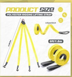 3 Pcs 6ft Lift Sling Straps with Hook 6000lb Four Leg Bridle Web Sling