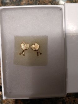 14k gold tennis racket studs