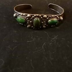 Sterling Silver Green Emerald Bracelet 