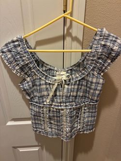 NEW! Self Esteem Plaid Smocked Top