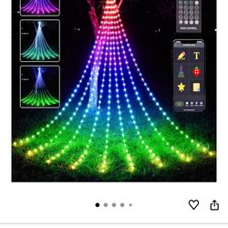 Outdoor Christmas Decorations, 12FT Smart RGB Color Changing Christmas Hanging Waterfall String Lights, APP Remote Control, DIY Multi-Color Lightshow,