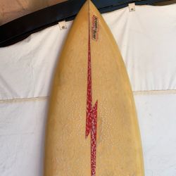 Vintage 1970s lightning bolt Surfboard single fin pintail