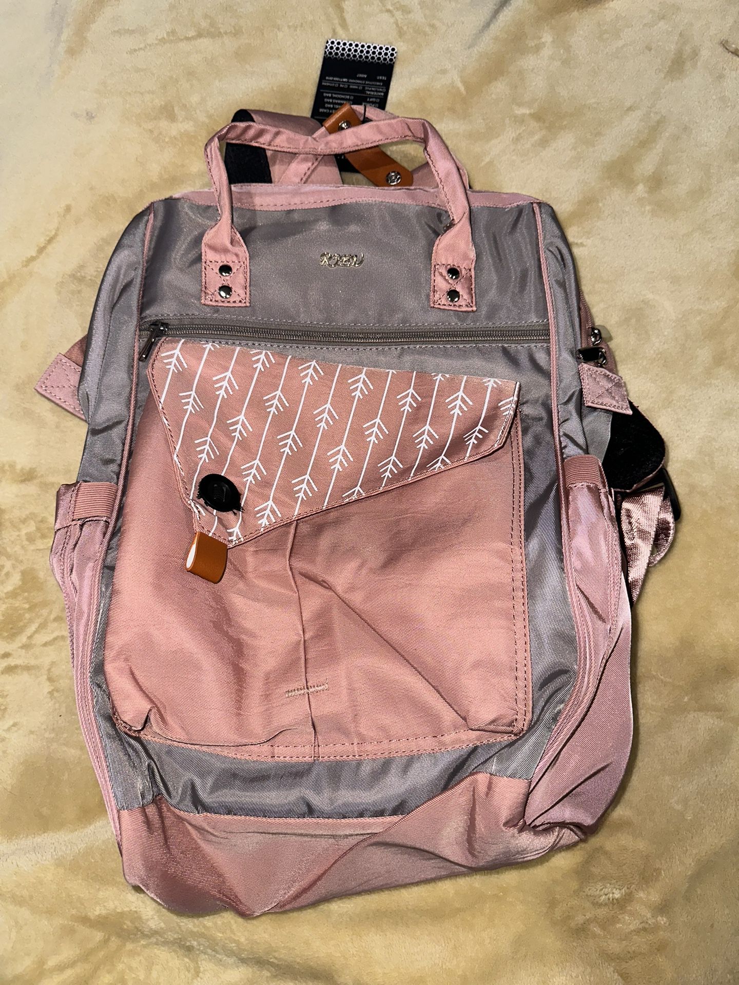 RJEU Pink And Grey Travel Backpack