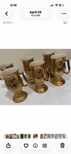 Mugs Set- Bel Terr China U.S.A. 22 KT.