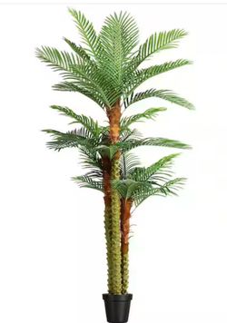 🌴NEW 8FT Artificial Palm Tree | 3-Trunk Faux Palm in Pot | Indoor/Outdoor🌴