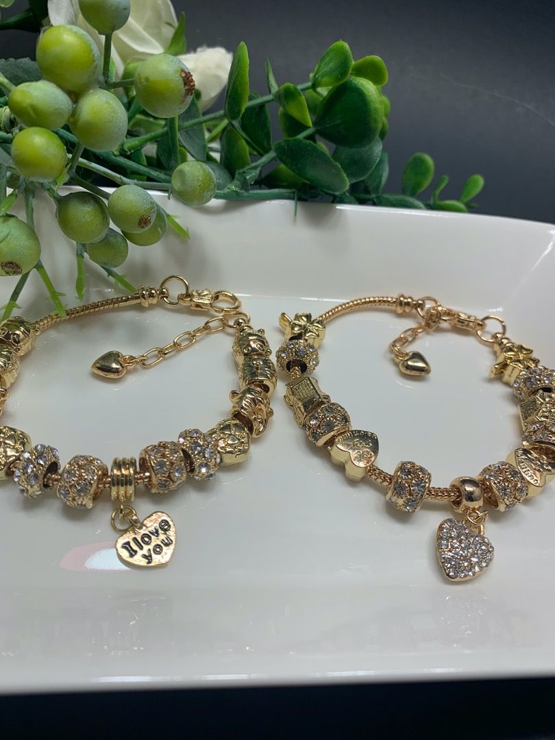 18K Gold Plated Crystal Rhinestone Star Love Heart Charm Bracelet, Each $11.99