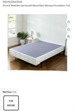 Zinus 9" Metal Box Spring with Wood Slats, Mattress Foundation, Full