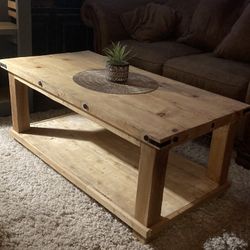 Natural Wood, Coffee Table With Decals