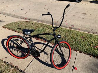 Beach Cruiser Bike Black with Red Rims