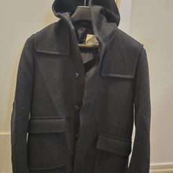 MNG (Mango) Wool-Blend Hooded Coat