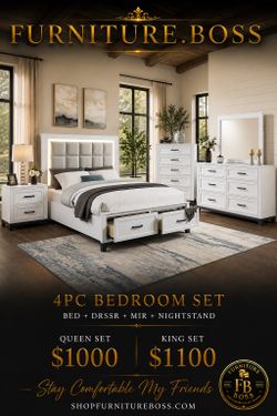 White Queen / King Bed Bedroom Furniture
