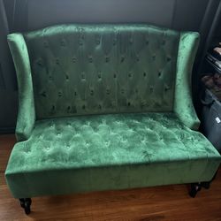Green velvet loveseat
