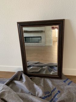 Dark Wood Beaded Frame Wall Mirror