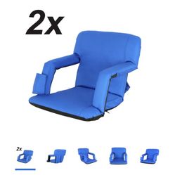 ZenSports 2PCS Portable Stadium Seat Chair for Bleacher W/ 5 Reclining Positions, Waterproof & Anti-Slip Base