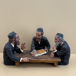 Vintage limited-edition Judaica sculpture "The Midrash" or "Rabbis Studying" by David Kaplan