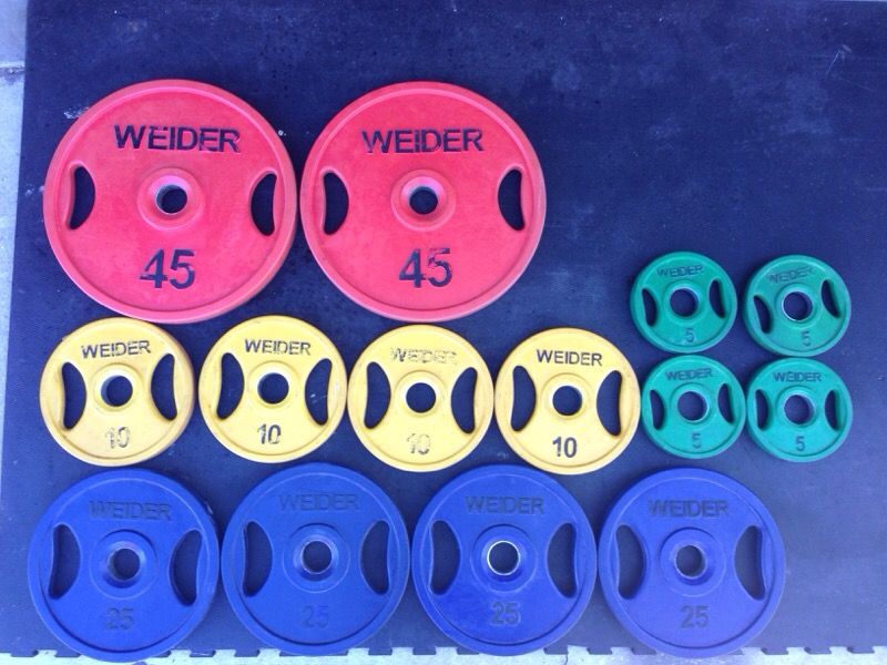 255lb Weider Rubber Coated Olympic