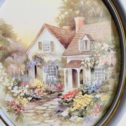 Great Gift! Antique Stylish Piece of Art. Beautiful colors. Romantic style. Nice frame. Picture is covered by glass. Oval shape. 21.5”x17.5”