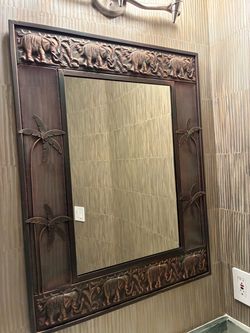 Large Decorative Wall Mirror with Elephant Frame