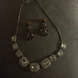 Silver Toned necklace And earrings 