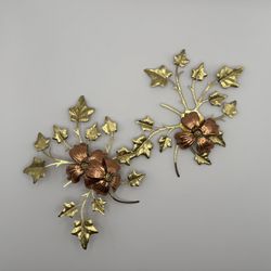 Vintage Brass and Copper Dogwood Floral Wall Decor