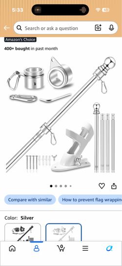 Silver Flag Pole Kit with Wall Mount