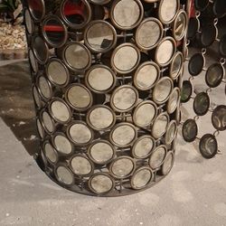 Vintage Round Mirror Drum Side Table 