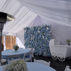 Flower wall backdrop 5D blue and white