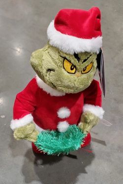 Gemmy Animated Grinch Dancing Plush Toy Santa Suit Wreath