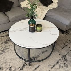 Round white coffee table
