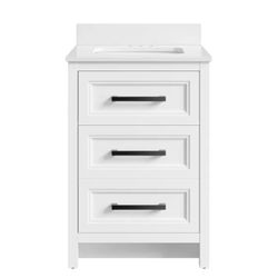 allen + roth Norton 24-in White Undermount Single Sink Bathroom Vanity with Engineered Carrara Engineered Marble Top