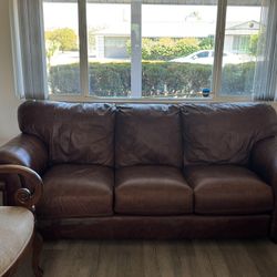 Brown Leather Couch- OBO