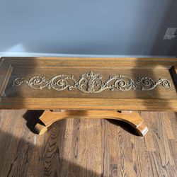 Wooden Coffee Table with Glass Top