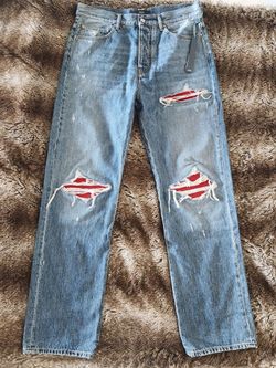 Amiri MX1 Red Suede Straight Jeans