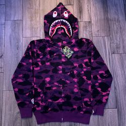 Bape Purple Shark Zip Up Hoodie S