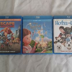 Tinkerbell Great Fairy Rescue, Hotel For Dogs, Escape From Planet Earth BluRay DVDs