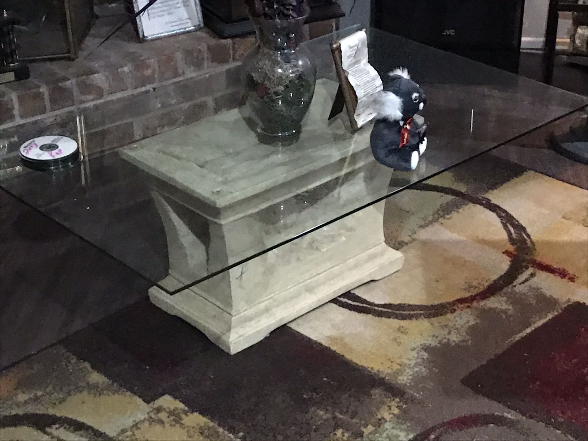 4 Piece Table Set. All matching Dinnette table, Coffee table and 2 end tables. All in great condition with matching glass tops. Very rare to have ma