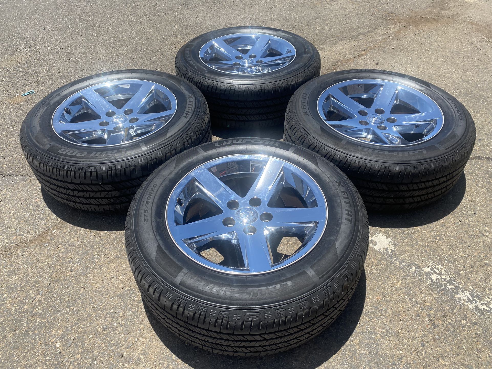 Factory 20” Chrome Dodge ram 1500 5 lug rims & Tires ~ great tread