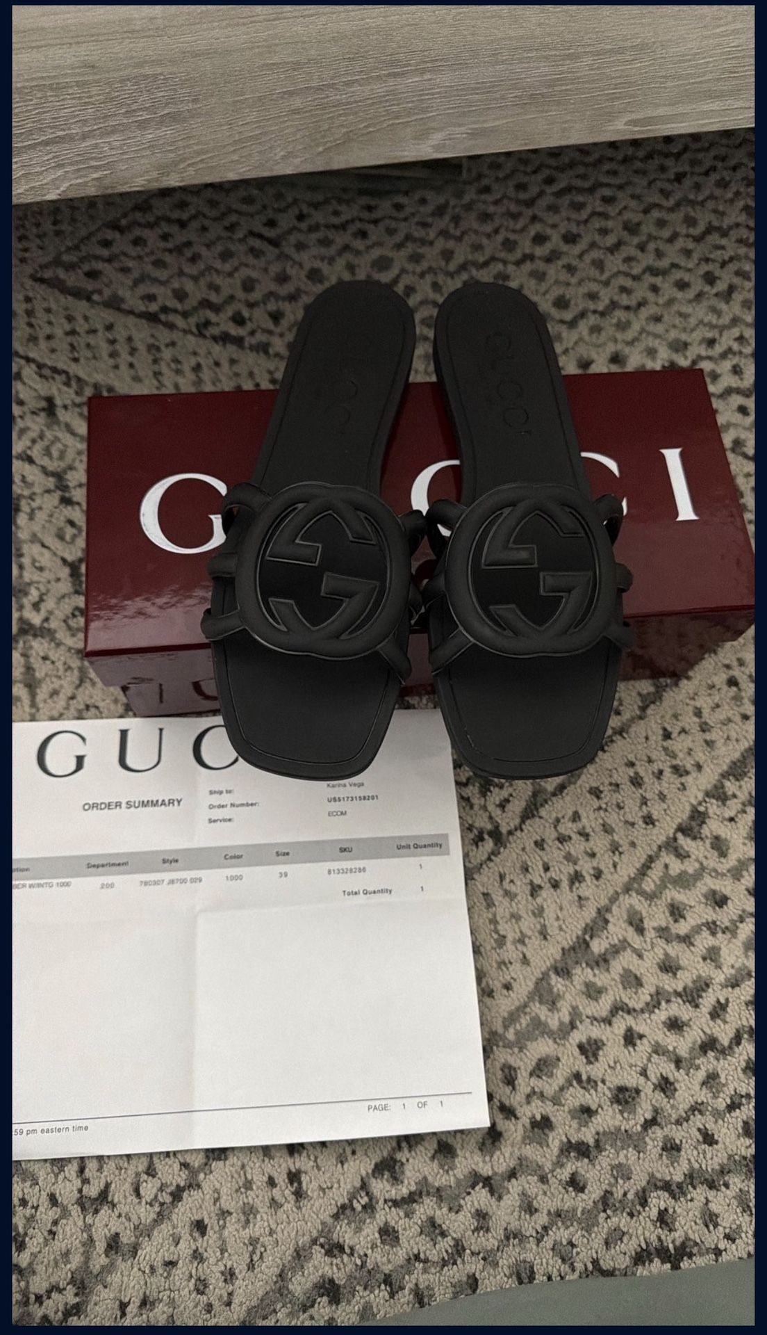 Gucci Rubber Sandals Size 9
