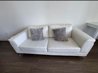 White Leather Two-Seat Sofa