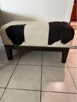 Real cowhide bench stool