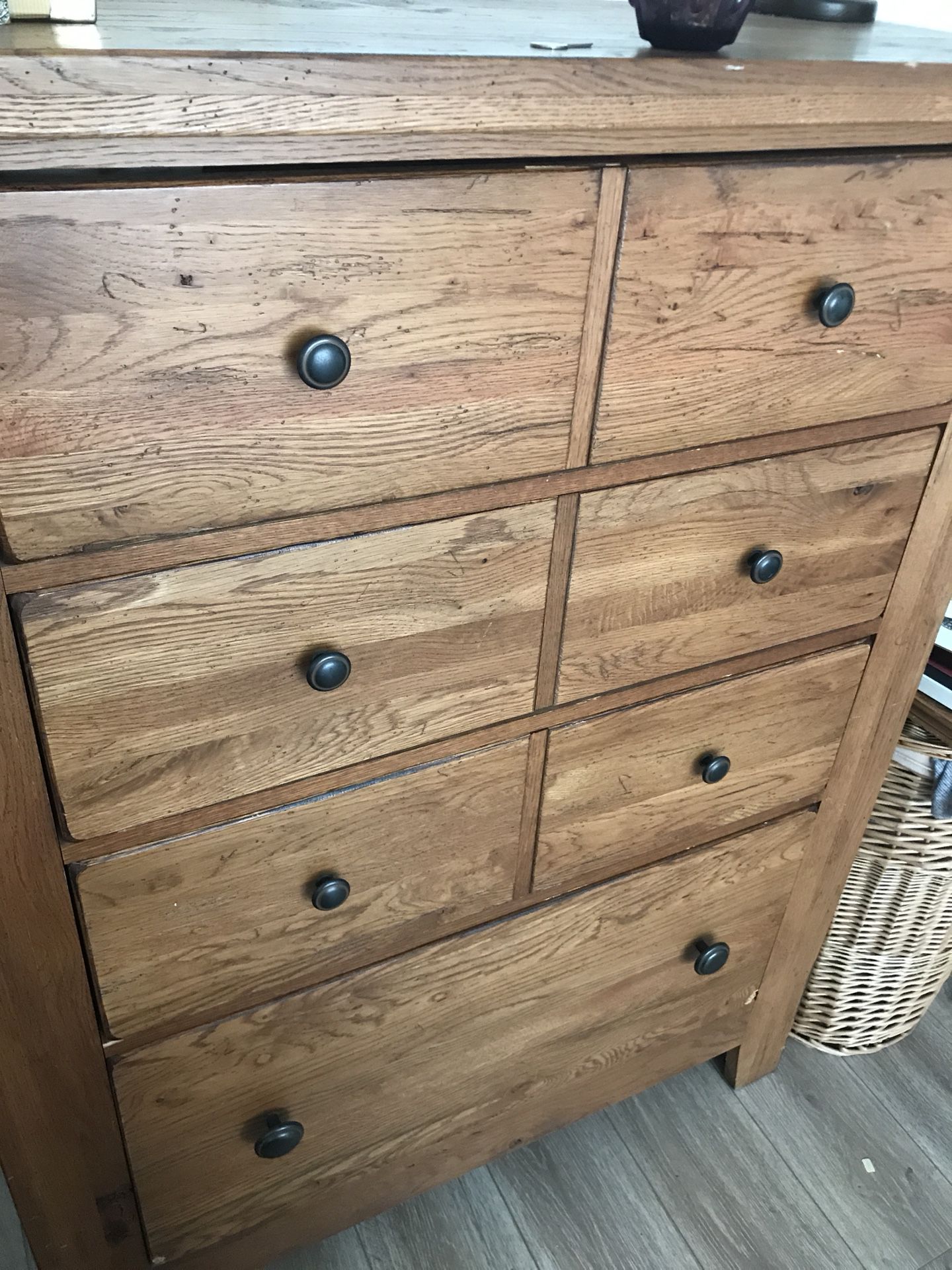 Broyhill Oak Dresser and side Table 