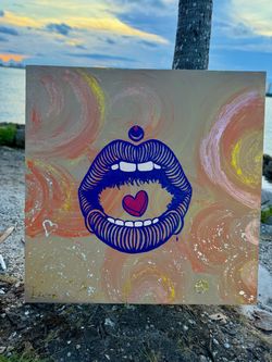 Original Acrylic Painting – Lips with Heart