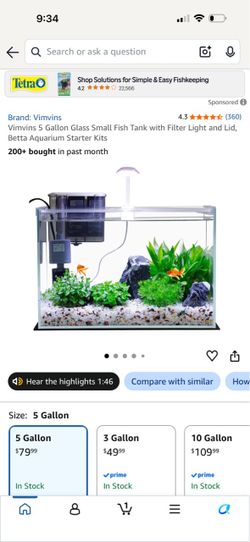 NEW 5-Gallon Glass Fish Tank & Heater Bundle – $80