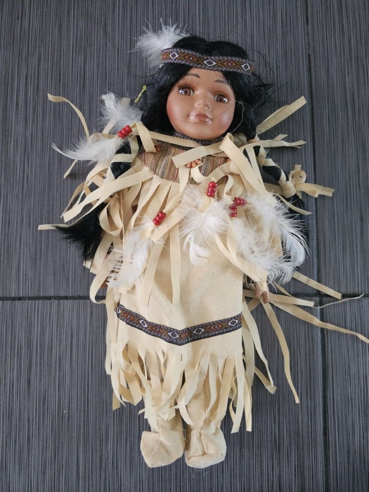 NATIVE INDIAN PORCELAIN DOLL