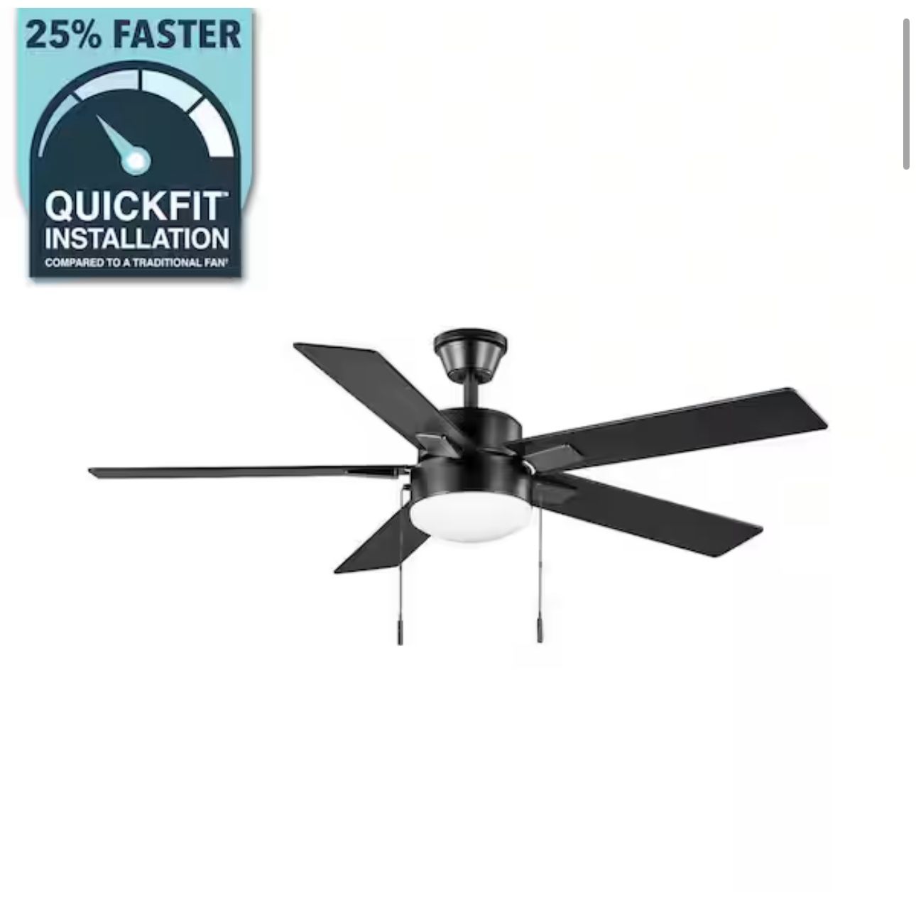 52 in. Corwin Indoor/Outdoor Matte Black LED Ceiling Fan with Light Kit