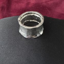 Ring Chunky Hammered Silver 925 Size 8