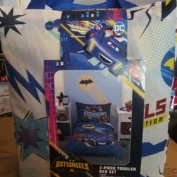 New 3 Piece Batwheels DC Toddler Bed Set