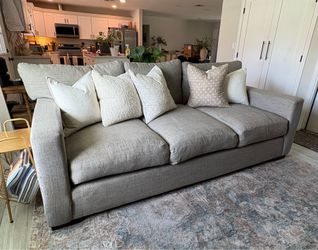 Grey Fabric Three-Seat Sofa