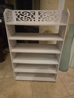 White 6-Tier Rack with Decorative Sides